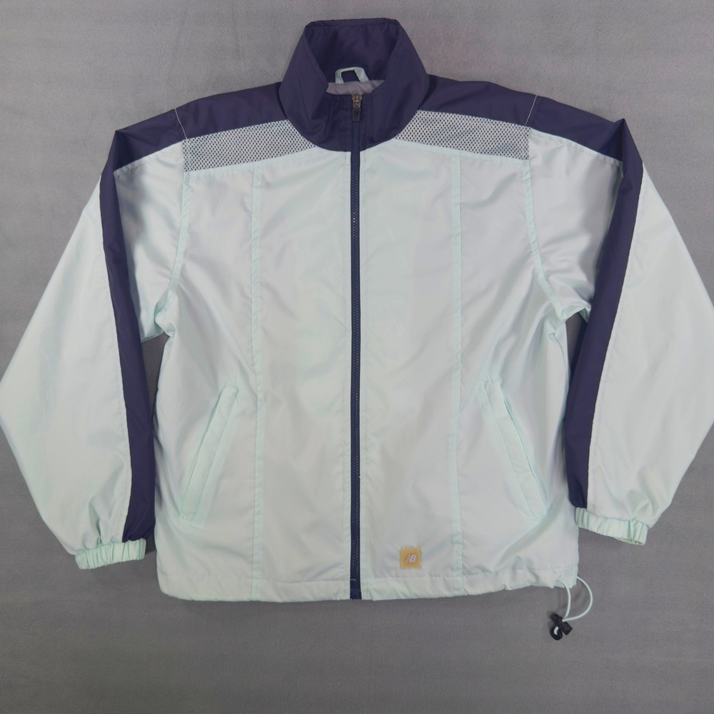 Vintage New Balance Light Blue & Navy Colorblock Windbreaker Jacket - Size M